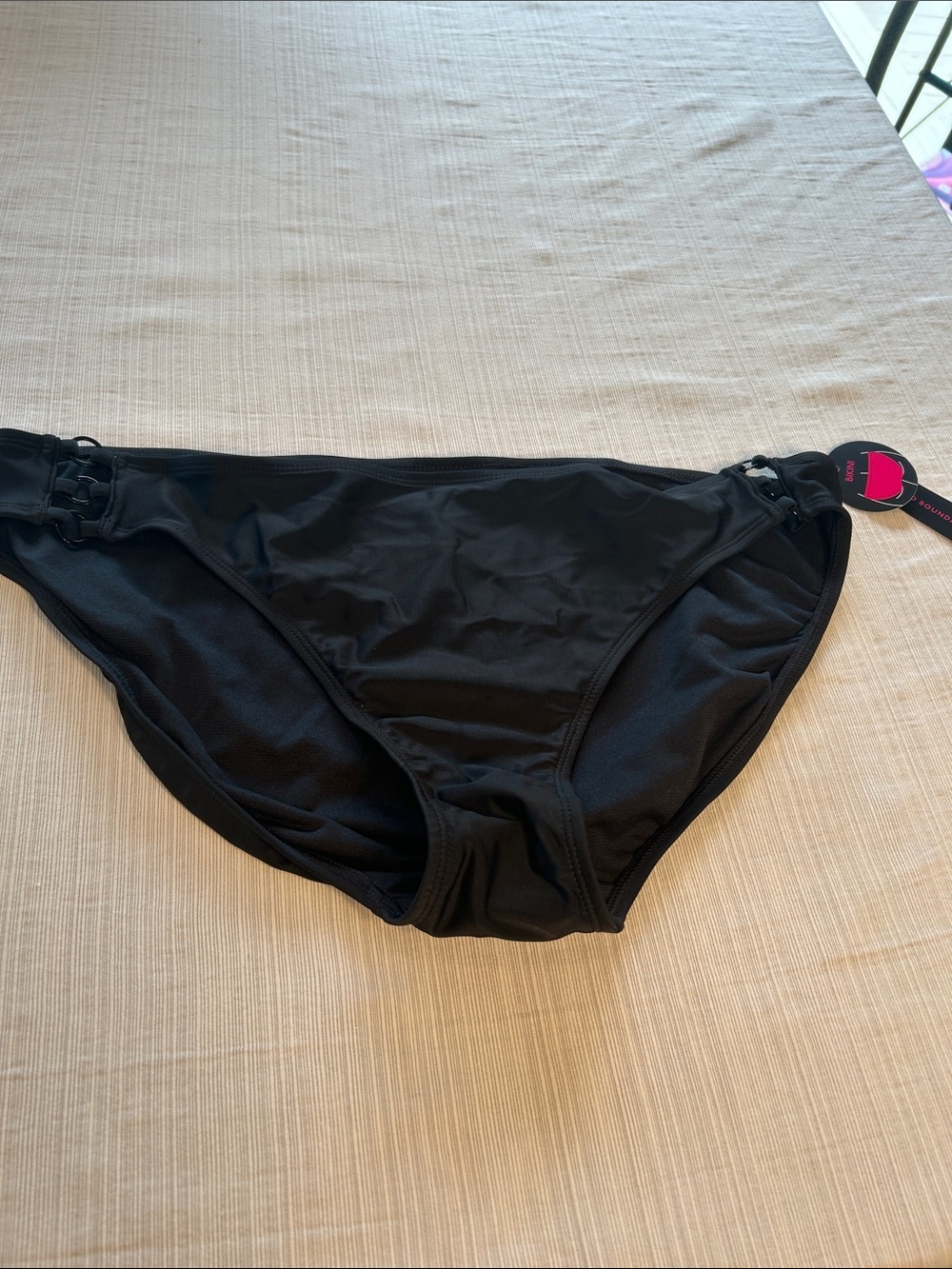 No Boundaries Black Bikini Bottom with Side Ring Accents